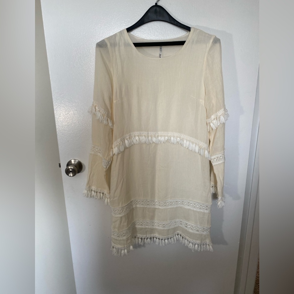 Indikah Elegant Cream Crochet Dress M